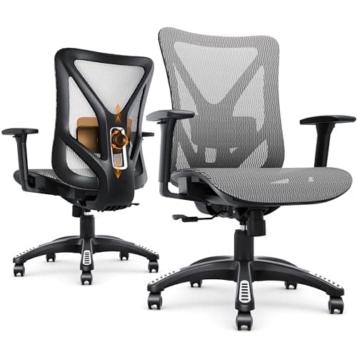 MOLENTS Ergonomic Office Chair, Mesh Computer Desk Chairs with Adjustable Lumbar Support, 3D Armrest, Tilt Function, Comfy Wide Seat, Executive Work Task Chair for Company & Home, Gaming Chair (Grey)