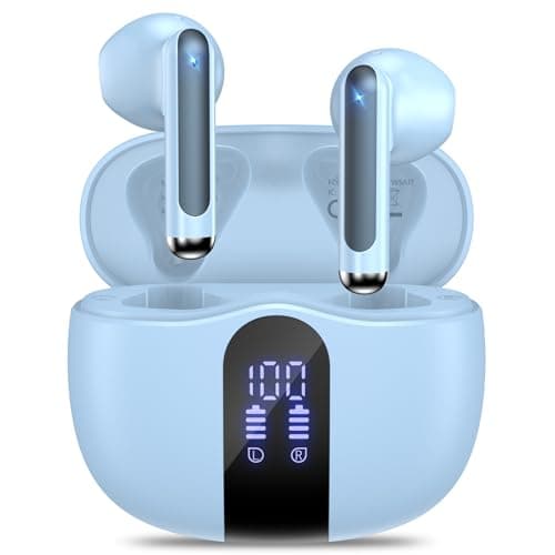 JYUESJKJ Wireless Earbuds, Bluetooth 5.4 Headphones HiFi Stereo with 4 HD Mic, 50H Playtime Bluetooth Earbuds with LED Display, IPX7 Waterproof Wireless Earphones, Touch Control Ear Buds,USB-C
