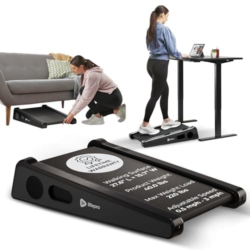 LifePro PacerMini Compact Small Walking Pad Treadmill with Incline – Under Desk Walking Treadmill for Home Mini Apartment & Office Portable Low Profile Quiet Electric with Remote Control & LED Display