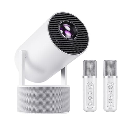 HY300Pro KTV Mini Projector 4KSupport Android 11 Smart Projector with Dual 10W Speakers and Microphones WiFi Bluetooth Auto Keystone HDMI PS5 Laptop Compatible