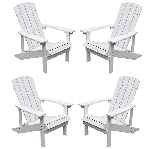 Aok Garden Plastic Adirondack Chairs, 4, White