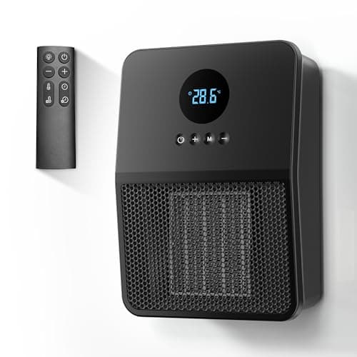 DUOMIY Electric Space Heater, 3-IN-1 Portable Heater for Wall Mount/Hook/Desktop, Remote&Thermostat, 3 Modes, 24H Timer, 1500W PTC Fast Heating Ceramic Heater for Office Bedroom Bathroom, Black