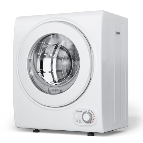 ROVSUN 110V Portable Clothes Dryer, High End Laundry Front Load Tumble Dryer Machine with Stainless Steel Tub & Simple Control Knob for Apartment, Dorm-850W, White