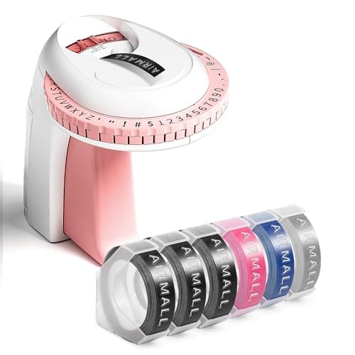 Embossing Label Maker, Omega S Vintage Embossed Label Maker, Retro Embosser Labeler with 6 Rolls 3D Embossing Label Tapes, Old School Label Printer, Waterproof for Home Office Kids DIY Crafting, Pink