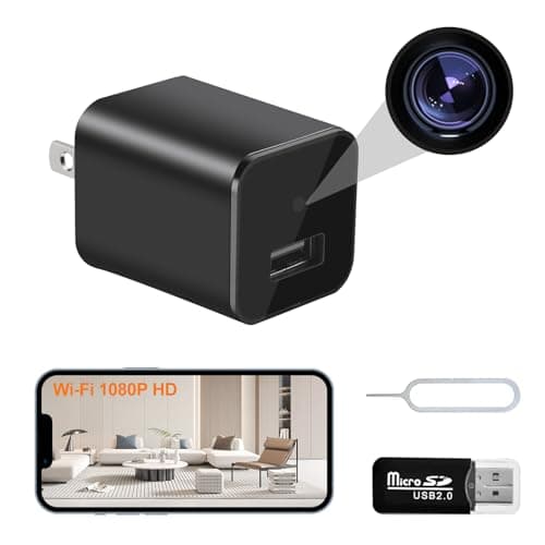 Uyrotsruo 1080P Hidden Camera Charger - WiFi Mini Spy Camera - Compact Wireless Indoor Security Camera - Discreet Tiny Nanny Camwith App Live Feed