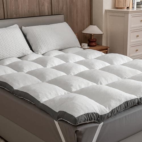 Rainmr Memory Foam Mattress Topper Twin - Pillow Top Mattress Topper Twin Size, Extra Thick Soft Bed Topper for Dorm & Back Pain Relief, White, Oeko-TEX Certified - 2000GSM