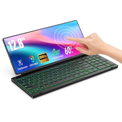 GWSGUT 12.8" Portable Monitor Touchscreen with Keyboard, Screen Extender with Silent Portable Keyboard, USB-A Type-C Monitor for Laptop, Desktop, Mini PC, MacBook (Driver Need)