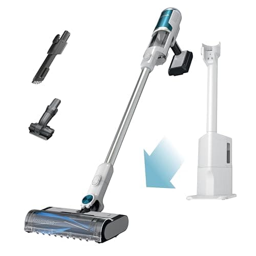 Shark Clean & Empty Cordless Stick Vacuum – Lightweight Cordless with HEPA Filter, Portable, Rechargeable, Auto-Empty System, Stick Vacuum for Pet Hair, Carpets & Hardfloor, White, BU3521
