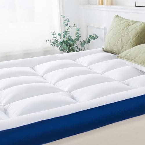 WhatsBedding 5 Inch Memory Foam King Mattress Topper 100% Cotton Top, Filled with Breathable & Soft Memory Foam Pillow Top,4 Elastic Straps