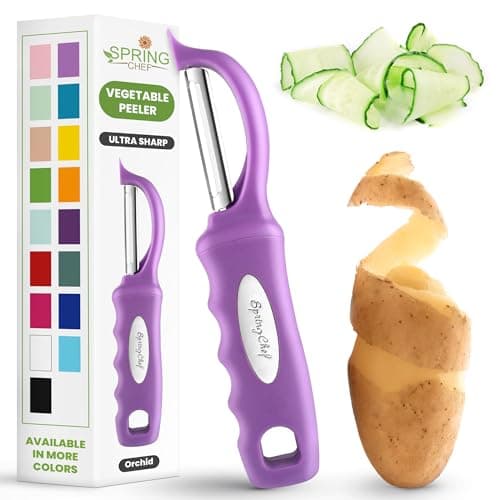 Spring Chef Premium Swivel Vegetable Peeler, Comfortable Handle and Ultra Sharp Stainless Steel Blades - Perfect Kitchen Peeler For Veggie, Fruit, Potato, Carrot, Apple - Orchid