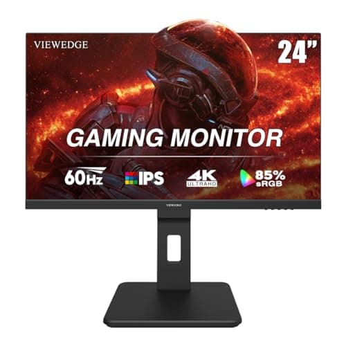 Viewedge 24 inch 4K 60Hz Computer Monitor, 5ms UHD 2160p IPS Monitor, Type C, HDMI, DP Port, Built-in Speakers, Vertical Monitor Support Wall Mount