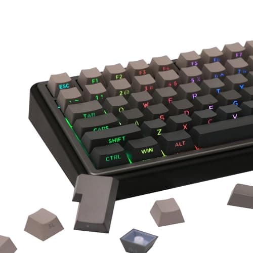 EPOMAKER 133-Key Double-Shot Side-Printed PBT Keycap Set for Mechanical Gaming Keyboard, Compatible with ANSI/ISO Layout, MX-Clone Switches Gateron/Kailh Switch (Smokey Grey, Cherry Profile)