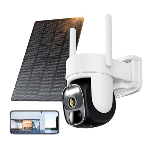 Hawkray Solar Security Camera Outdoor Wireless:3X Zoom,2K Resolution,360° Pan-Tilt Control,2.4 & 5G WiFi,Two-Way Audio,Siren,PIR Motion Detection