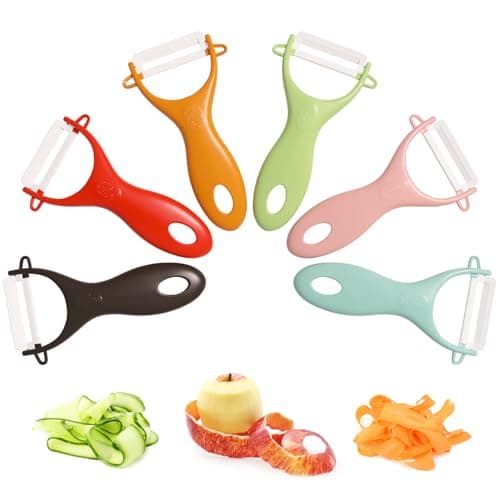 Trez Treamer 6PCS Vegetable Peeler Set with Sharp Blade,Ceramic Apple Peeler Potatoes & Potato Peeler Veggie Peeler Fruit Peeler Carrot Y Peeler Utral Fast Peeling without Rust for Kitchen