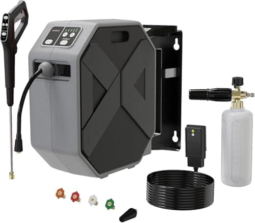 Electric Wall Mounted Power Washer -5000PSI 3.4GPM with GFCI Power Cord 100FT Retractable Hose