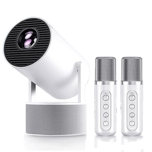 Mini Projector, HY300 PRO Karaoke Portable Projector Support 4K 1080P with Dual-Band WIFI6 5G Wireless 5.0 Bluetooth Android 11, 180° Rotatable 200AISI