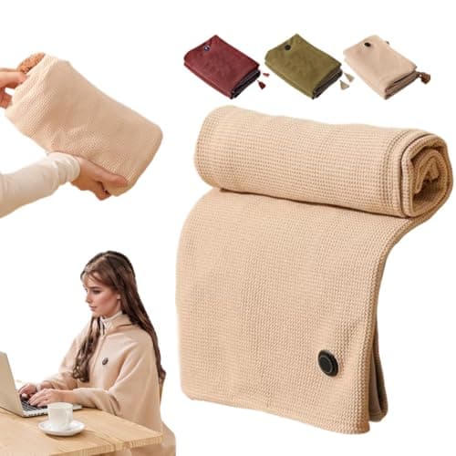 Portable Heated Shawl, 2026 New Portable Heated Blanket Shawl Wraps for Women, Cordless Heated Blanket with 3 Heating Levels for Home Camping Travel (Beige)