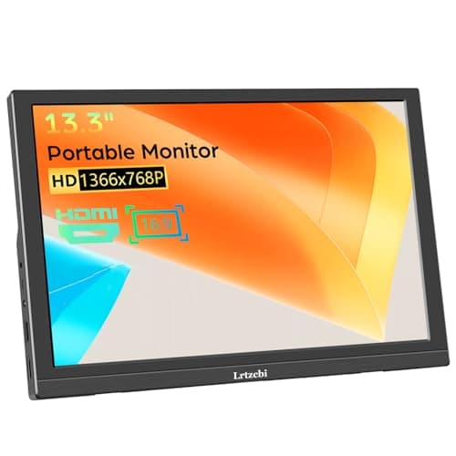 Lrtzcbi Portable Monitor 13.3 Inch, FHD 1366x768P LED Screen Small HDMI Display with Dual HDMI, Travel Monitor for Laptop/Mac/PC/Xbox/PS4/5, Built-in Speaker