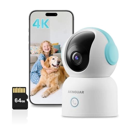 4K Indoor Security Camera, 360° PTZ Home Surveillance Camera with 64GB SD Card, AI Human/Pet/Baby Cry Detection, 2.4G/5G Dual-Band WiFi, Auto Tracking, Night Vision, One-Touch Call, 2-Way Audio