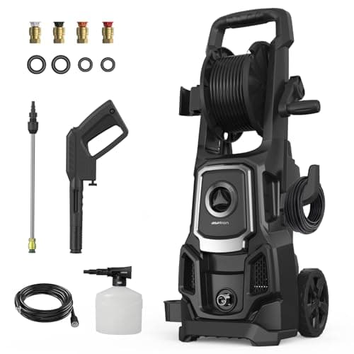 Electric Pressure Washer, Power 5000 Max PSI, 3.6 GPM Power Washer Machine with Hose Reel,4 Quick Connect Nozzles, Foam Cannon, for Cars, Patios, and Floor Cleaning, Black