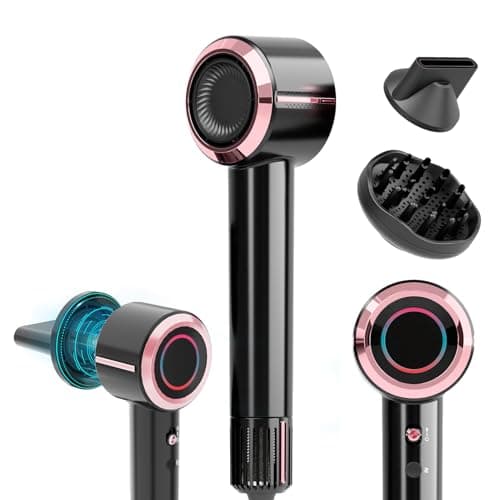 CINOSTAR Hair Dryer, Fast Drying Blow Dryer with Diffuser, with 110, 000RPM Brushless Motor&Ionic Technology No Heat Damage, Lightweight for Women and Travel, Low Noise, Black Yellow