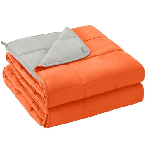yescool Weighted Blanket for Adults (20 lbs, 60” x 80”, Orange) Cooling Heavy Blanket for Sleeping Perfect for 190-210 lbs, Queen Size Breathable Blanket with Premium Glass Bead, Machine Washable