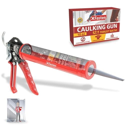 XFasten No Drip Caulk Gun for 10 oz Tube 12:1 Thrust Ratio Drip Free Caulking Gun, Ergonomic Grip Hand Caulk Gun No Drip Silicone Gun, Compact Caulking Gun No Drip, Sealant Gun Caulk Dispenser
