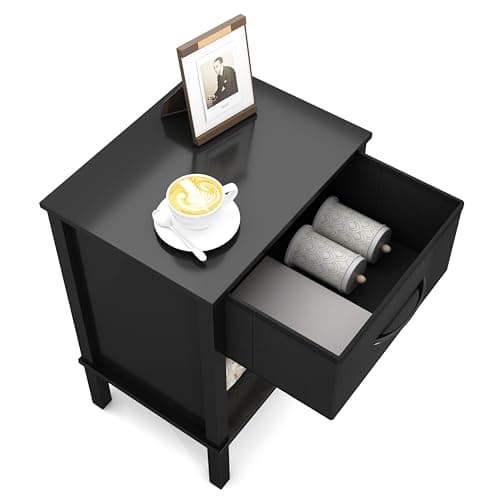 YAUKOMEL Nightstand Set of 2, Bed Side Table, End Table, Nightstand for Living Room,Bed Room,Small Space, Black