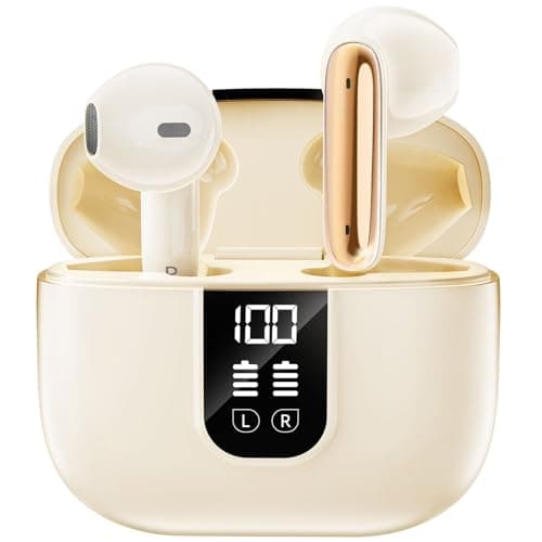 Wireless Earbuds Bluetooth 5.4 In Ear Buds 6 Mic ENC Noise Cancelling Clear Calls, Deep Bass HiFi Stereo Sound Earphones 35H Playtime LED Power Display IPX7 Waterproof Headphones for Android iOS Buff