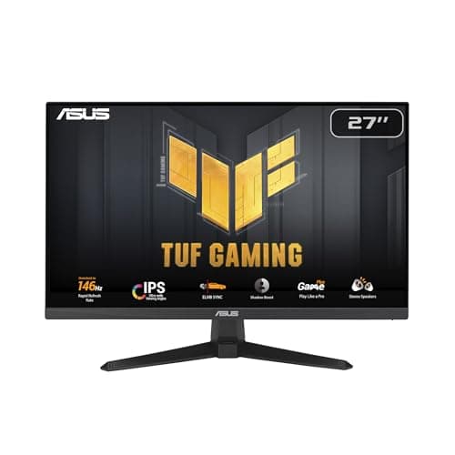 ASUS TUF Gaming 27” 1080P Monitor (VG279QE5A) – Full HD, Overclock to 144Hz, 1ms, IPS, Extreme Low Motion Blur Sync, Stereo Speaker, Variable Overdrive, DisplayWidget Center, 3 yr Warranty