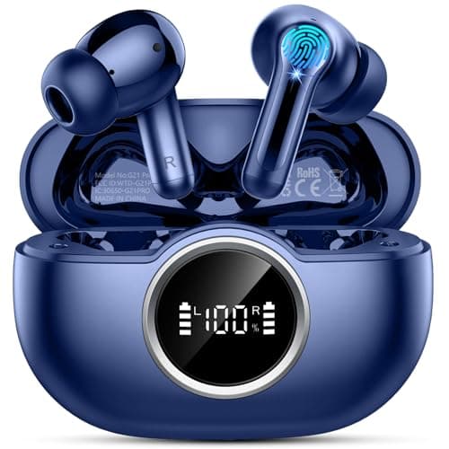 Bluetooth 5.4 Headphones, 2025 Wireless Earbuds 3D Hi-Fi Stereo Bass Ear Buds, 4 ENC Noise Cancelling Mic, 40H USB-C in-Ear Earphone Sport, 3g IP-X7 Waterproof Workout Gym for Android iOS Laptop Pad
