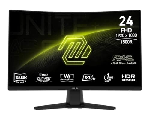 msi MAG 242C 24-inch 1920 x 1080 (FHD) Gaming Monitor, 180Hz, Adaptive-Sync, HDMI, DisplayPort, VESA Mountable, Tilt, Height Adjustable, Speaker, 1ms, Black