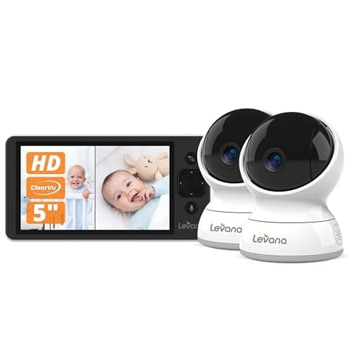 Levana Ella Video Baby Monitor, 5'' 720P Screen, 2 PTZ Cameras, 4 Days Battery Life, 3800mAh Battery, Night Vision, Two-Way Talk, No WiFi, 1000ft. Long Range Baby Monitor
