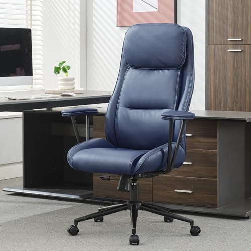 BOWTHY High Back Office Desk Chair,Ergonomic Reclining Office Chair,Modern Swivel Computer Chair,Conference Room Chairs,Navy Blue Leather Chair with Lumbar Support,330lbs