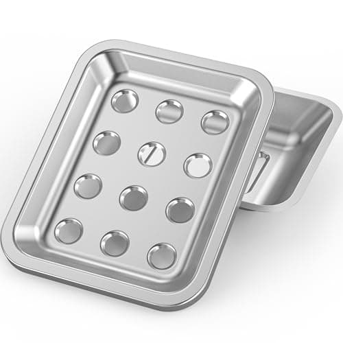 Stainless Steel Soap Dish, Large Double-Layer Draining Soap Holder, Metal Soap Dish for Bathroom, Shower, Kitchen and Sink Countertops