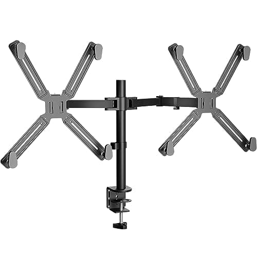 WALI Dual Monitor Arm Desk Mount, with Mounting Adaptor Brackets, Monitor Arm Holds Up to 27" Screens Without Mounting Holes, Adjustable Stand for Home, Office, School Application, (M002U), Black