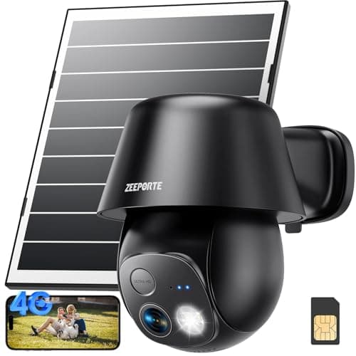 4G LTE Cellular Solar Security Cameras Wireless Outdoor, No WiFi Ultra Solar Panel Camera, 24/7 Recording, 2K Color Night Vision, 360°Pan Tilt, 2-Way Audio, AI Motion Detection, Built in SIM Card