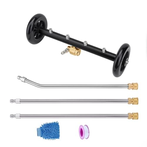 Undercarriage Pressure Washer Cleaner,Water Broom for Power Washer Undercarriage Attachment with Extension Wands,Wash Mitt, 4000 PSI (16 inch Black)
