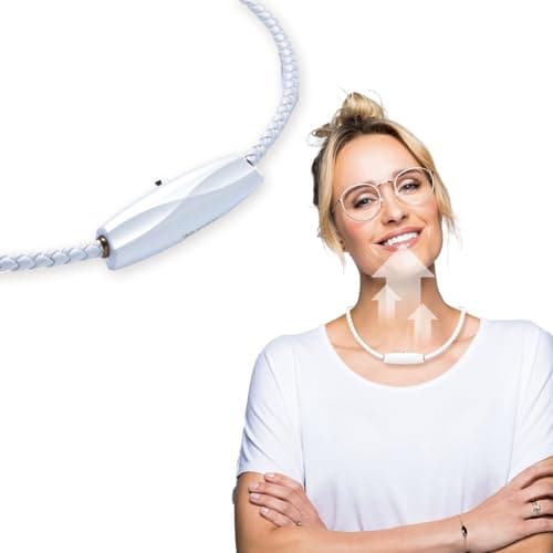 Airvida M1 Ionic Wearable Air Purifier (White 17.7inches) – Up to 99% Pollutant Removal Rate, Stylish & Lightweight with 3 Modes, Titanium Necklace & Clip, Silent Operation, 20g