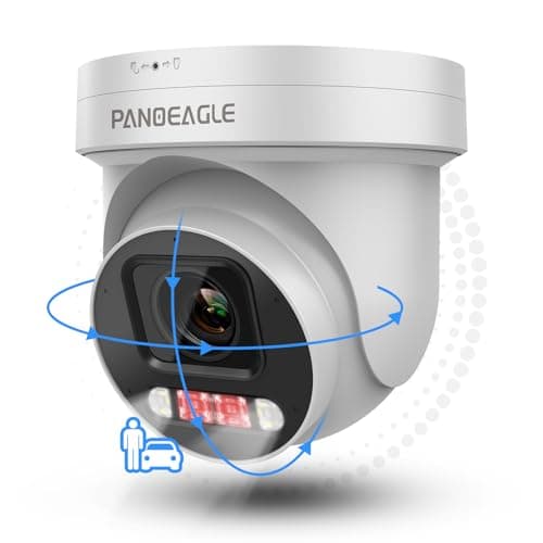 PANOEAGLE 4K AI IP POE PTZ Camera, 8MP PTZ Security Camera Outdoor,5X Optical Zoom 2.7~13.5mm Lens, 2-Way Audio, Smart Human/Vehicle Detection, Spotlight Color Night Vision,SD(512GB), IP67