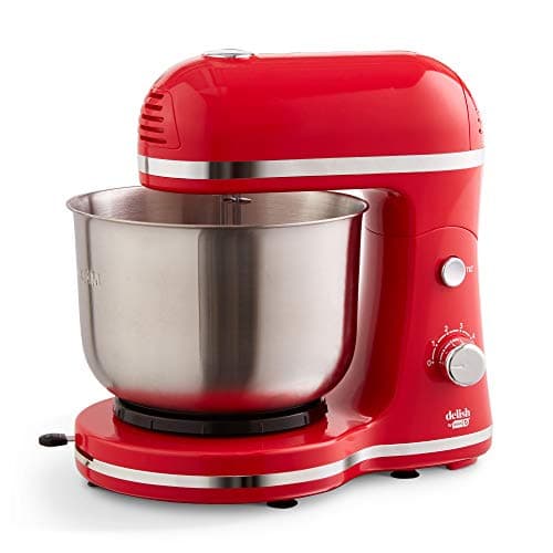 DASH Delish by DASH Compact Stand Mixer, 3.5 Quart with Beaters & Dough Hooks Included - Red