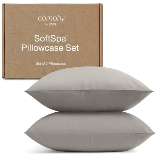 Coop Home Goods Comphy SoftSpa Pillowcase Set of 2, Dove Grey Super Soft Pillow Cases Standard Size, Luxury Spa, Breathable, Hotel Quality Pillow Cases