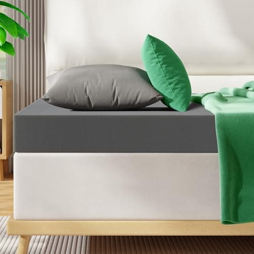 VISCOFLEX 3 Inch Firm Mattress Topper Queen - Extra Firm High Density Foam Bed Topper for Back Pain & Extra Weight Individuals, Back Pain Relief - Charcoal Infusion, CertiPUR-US Certified