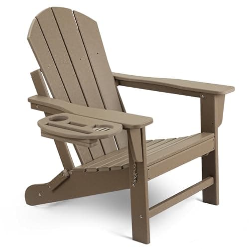 NAVINE Adirondack Chair, HDPE Folding Adirondack Chair with Multifunctional Cup Holder, Weather Resistant Fire Pit Chair for porches, patios, patios, poolsides, Decks.