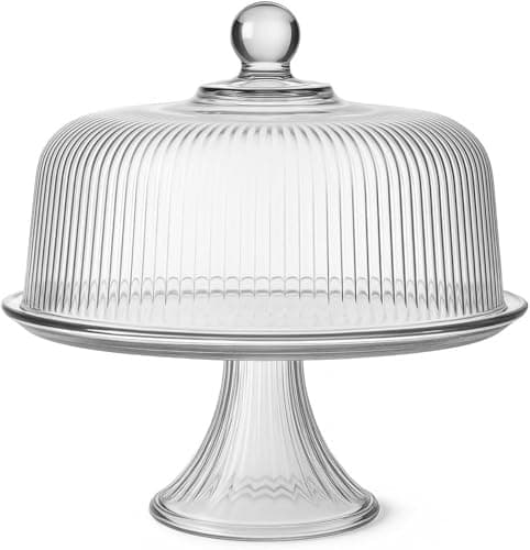 Anchor Hocking Monaco Glass Cake Stand – Elegant Display for Cakes, Desserts, and Pastries – Durable, Dishwasher Safe – Perfect for Weddings, Events, and Everyday Use – Made in USA