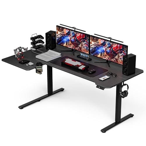 Acrolix 71 Inch L Shaped Standing Desk Adjustable Height,Gaming Electric Corner Standing Desk, Sit Stand Computer Table with Reversiable Splice Board, Black Carbon