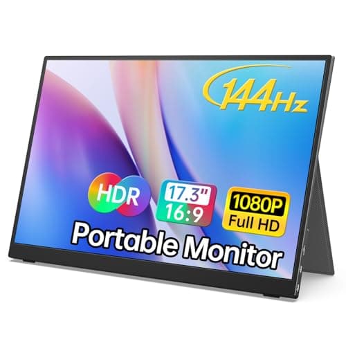 MNN 17.3" Portable Monitor 1080P FHD 144Hz Narrow Edge Laptop Monitor USB C HDMI Gaming Computer IPS HDR Screen for PC Mac Phone Xbox PS5 Switch Laptop w/Smart Cover & Speakers