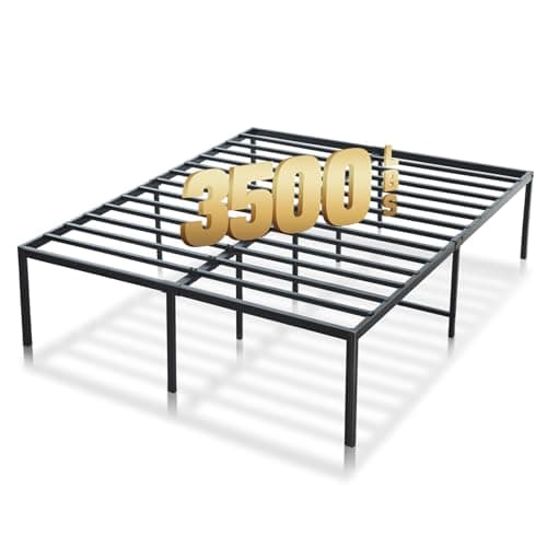 ATSNOW 14 inch Metal Platform Bed Frame Queen, 3500 lbs Heavy Duty Steel Slats Bedframe with Storage Space, No Box Spring Needed, Noise Free