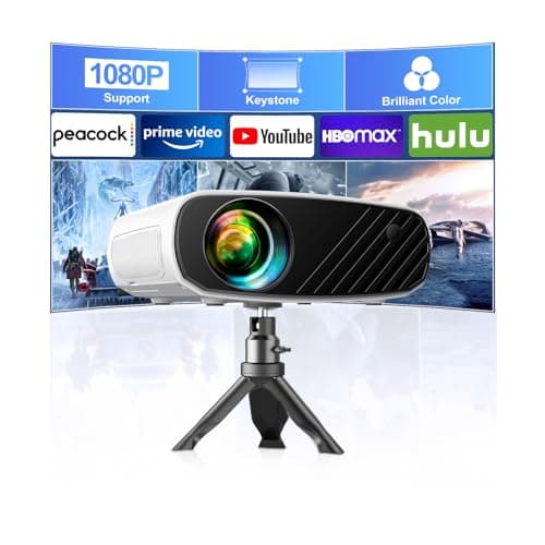 ELEPHAS Mini Projector for iphone, Portable Projector with Tripod, 1080P HD Outdoor Projector, Movie Projector Compatible with Android/iOS/Windows/TV Stick/HDMI/USB