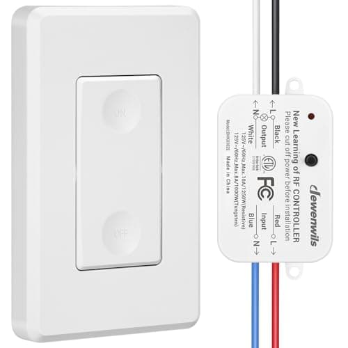 DEWENWILS Wireless Remote Light Switch, Expandable Wireless Wall Switch Kit, No Wiring, No WiFi, 100 Ft RF Range, Programmable, Remote Control Light Fixture for Lamps, Ceiling Lights, Fans
